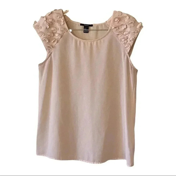 Forever 21 size M beige blouse with embellished sleeves GUC - Picture 7 of 7